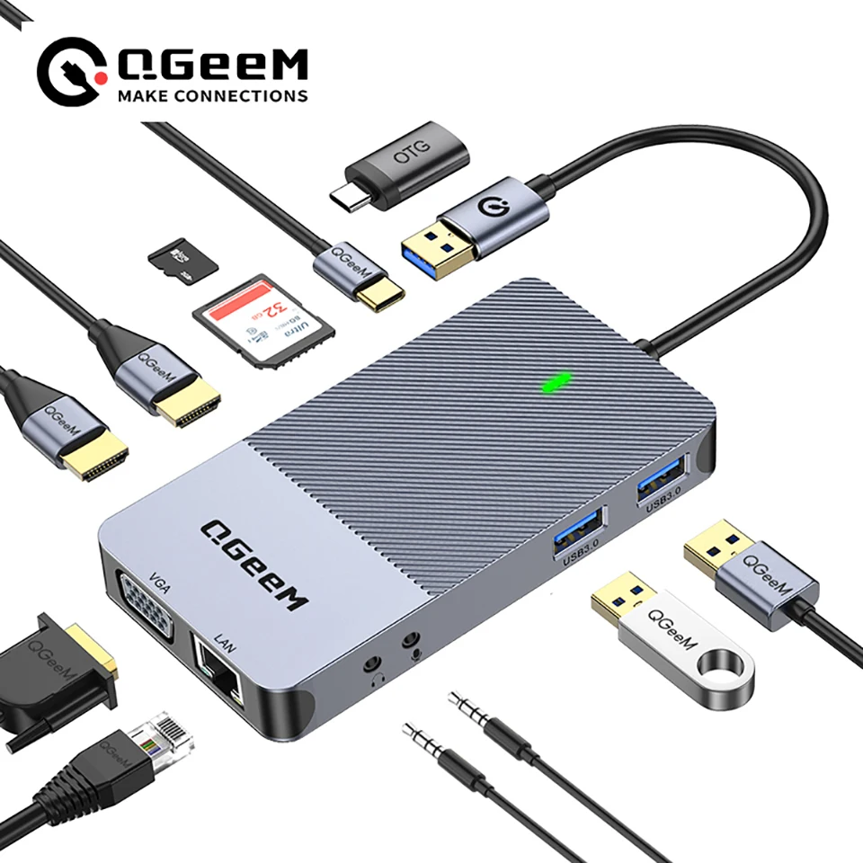 Laptop Accessories Hub - QGeeM Docking Station USB 3.0, Hub