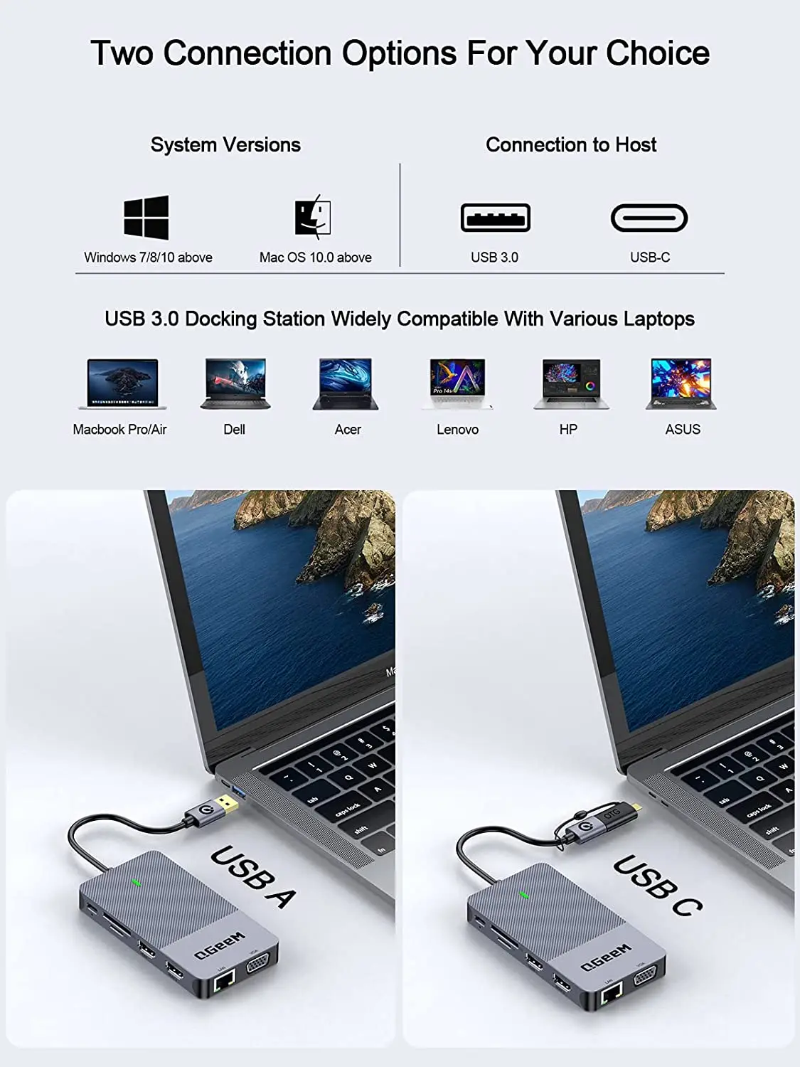 QGeeM Docking Station USB 3.0, - Laptop Accessories Hub recensione e prezzo